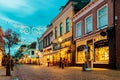 Ancient Dutch shopping street with christmas decoration in Doesburg Royalty Free Stock Photo