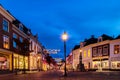 Ancient Dutch shopping street with christmas decoration in Doesburg Royalty Free Stock Photo