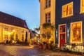 Ancient Dutch street with restaurants in Doesburg Royalty Free Stock Photo