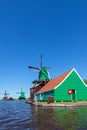 Ancient Dutch wooden windmills at the Zaanse Schans