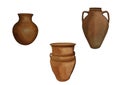 Ancient earthen jug in variations. Set for design