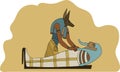 Ancient Egypt Anubis Embalming Mummification a Pharaoh Illustration