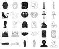 Ancient Egypt black,outline icons in set collection for design. The reign of Pharaoh vector symbol stock web