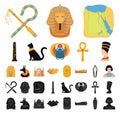 Ancient Egypt cartoon, black icons in set collection for design. The reign of Pharaoh vector symbol stock web