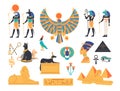 Ancient Egypt collection - gods, deities and mythological creatures from Egyptian mythology and religion, sacred animals Royalty Free Stock Photo