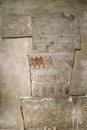 ancient egypt color images on wall in tomb. Great step pyramid of Djoser, Saqqara. Cairo, Egypt. tomb of the Pharaohs. Ancient Royalty Free Stock Photo