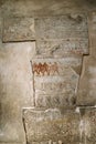 ancient egypt color images on wall in tomb. Great step pyramid of Djoser, Saqqara. Cairo, Egypt. tomb of the Pharaohs. Ancient Royalty Free Stock Photo