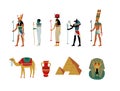 Ancient Egypt Cultural Symbols Set, Gods and Goddess Vector Illustration Royalty Free Stock Photo