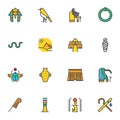 Ancient Egypt filled outline icons set