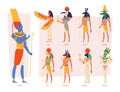 Ancient egypt gods. Pharaoh anubis osiris egyptian people vector authentic exact characters