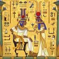 Ancient egypt mural.Egyptian mythology.Ancient culture Royalty Free Stock Photo