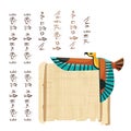 Ancient Egypt papyrus scroll with flying bird