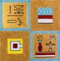 Ancient Egypt hieroglyphics on golden background Royalty Free Stock Photo