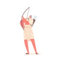 Ancient Egyptian Archer Male Character. Skilled Marksman Armed With Bow And Arrow, Highly Respected In Military