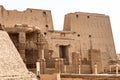 Ancient egyptian architecture ruins. hieroglyphs and columns of the Temple of Horus at Edfu, in Egypt Royalty Free Stock Photo