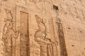 Ancient egyptian architecture ruins. hieroglyphs and columns of the Temple of Horus at Edfu, in Egypt Royalty Free Stock Photo