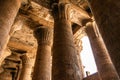 Ancient egyptian architecture ruins. hieroglyphs and columns of the Temple of Horus at Edfu, in Egypt Royalty Free Stock Photo