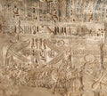 Ancient Egyptian art of hieroglyphs carving on stone Royalty Free Stock Photo