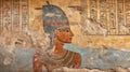 Ancient Egyptian art, painting of God or pharaoh, old wall fresco, fiction view Royalty Free Stock Photo