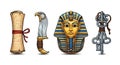 Ancient Egyptian Artifacts: Scroll, Dagger, Mask, and Keys Illustration Royalty Free Stock Photo