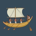 Ancient egyptian boat isolated cartoon
