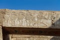 ancient egyptian carvings on the walls of Ramsess iii temple in luxor Royalty Free Stock Photo