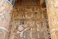 colorful pharaonic decorations at Ramsess III temple in luxor (medinet Habu) Royalty Free Stock Photo