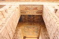 colorful pharaonic decorations at Ramsess III temple in luxor (medinet Habu) Royalty Free Stock Photo