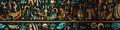 ancient Egyptian ethnic seamless patterns on black background with multicolored African tribal symbols and signs Royalty Free Stock Photo