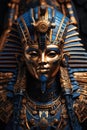 Ancient Egyptian Golden Mask of Pharaon on a black background. Generative AI