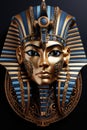 Ancient Egyptian Golden Mask of Pharaon on a black background. Generative AI