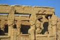 Ancient Egyptian Hathor sculptures in temple of Dendera Royalty Free Stock Photo