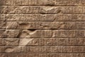 Ancient Egyptian hieroglyphic writing carved in old brown stone wall Royalty Free Stock Photo