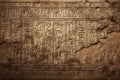 Ancient Egyptian hieroglyphic writing, vintage wall with hieroglyphs, fiction view Royalty Free Stock Photo