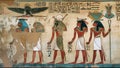 Ancient Egyptian Hieroglyphics Wall Art Nile River Pyramids Royalty Free Stock Photo