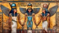 Ancient Egyptian Hieroglyphics Wall Art Nile River Pyramids Royalty Free Stock Photo