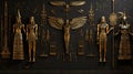 Ancient Egyptian hieroglyphs and symbols on a black wall Royalty Free Stock Photo
