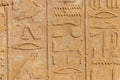 Ancient egyptian hieroglyphs on the wall in Karnak Temple Complex in Luxor, Egypt Royalty Free Stock Photo