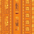 Ancient egyptian motifs seamless pattern. Ethnic hieroglyph symbols fabric print Royalty Free Stock Photo