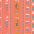 Ancient egyptian motifs seamless pattern. Ethnic hieroglyph symbols fabric print. Royalty Free Stock Photo