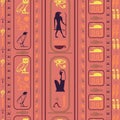 Ancient egyptian motifs seamless pattern. Ethnic hieroglyph symbols fabric print Royalty Free Stock Photo