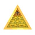 Ancient Egyptian oracle pyramid with symbol falcon eye of Horus.