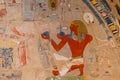 Ancient egyptian painting at Mortuary Temple of Hatshepsut in Luxor, Egypt Royalty Free Stock Photo