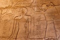Ancient egyptian paintings and hieroglyphs on wall in Karnak Temple Complex in Luxor, Egypt Royalty Free Stock Photo