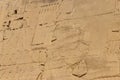 Ancient egyptian paintings and hieroglyphs on wall in Karnak Temple Complex in Luxor, Egypt Royalty Free Stock Photo