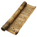 Ancient Egyptian Papyrus Scroll With Hieroglyphs. Historical Document And Cultural Artifact Isolated On Transparent Royalty Free Stock Photo