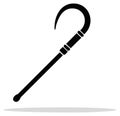 Ancient Egyptian pharaoh crook heka scepter black silhouette vector icon Royalty Free Stock Photo