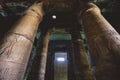 Ancient Egyptian Pillars in the temple of Seti I also known as the Great Temple of Abydos in Kharga