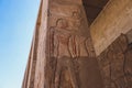 Ancient Egyptian Pillars in the temple of Seti I also known as the Great Temple of Abydos in Kharga Royalty Free Stock Photo