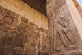 Ancient Egyptian Pillars in the temple of Seti I also known as the Great Temple of Abydos in Kharga